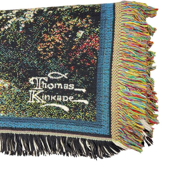 Thomas Kinkade Throw Blanket Lamplight Bridge Painter of Light Tapestry 63x42 - Picture 2 of 12